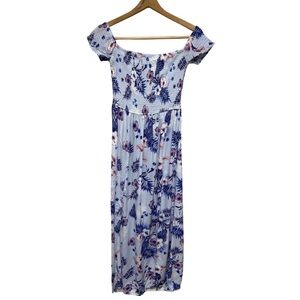 SHOSHO Women's Plus Size Floral Print Ruffle Hem Belted Halter A Line Dress